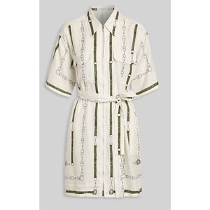 Equipment Femme Olive & White Zipper Front Shirt Dress Size Small NEW